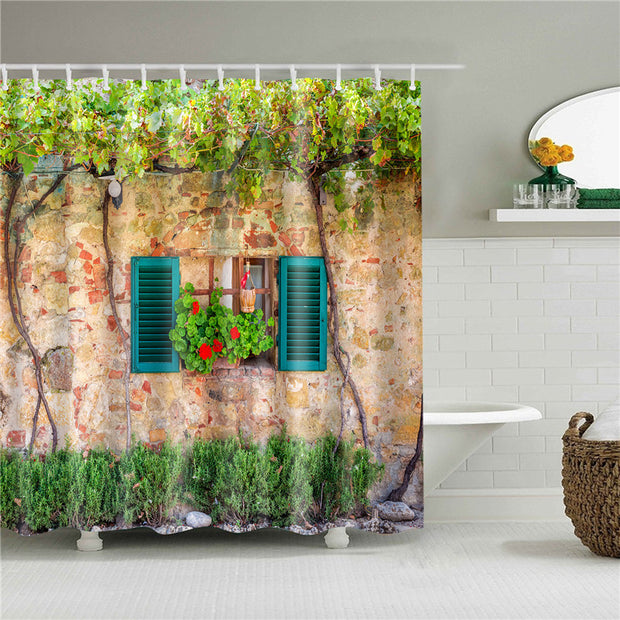 Garden Flowers Scenery Shower Curtains Bath Curtain Waterproof