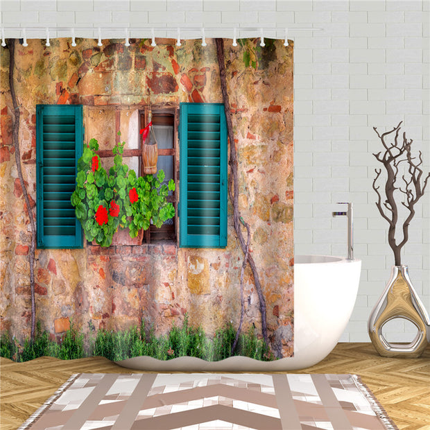 Garden Flowers Scenery Shower Curtains Bath Curtain Waterproof