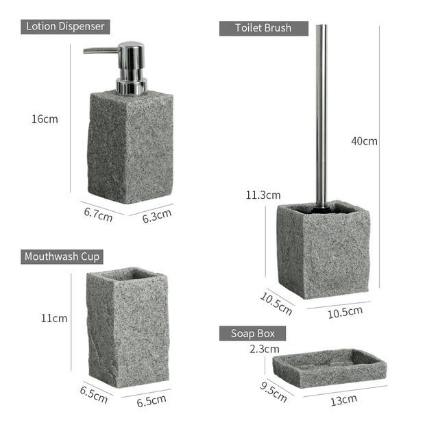 Bathroom Accessories Set Imitati Granite Resin