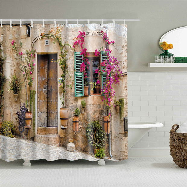 Garden Flowers Scenery Shower Curtains Bath Curtain Waterproof