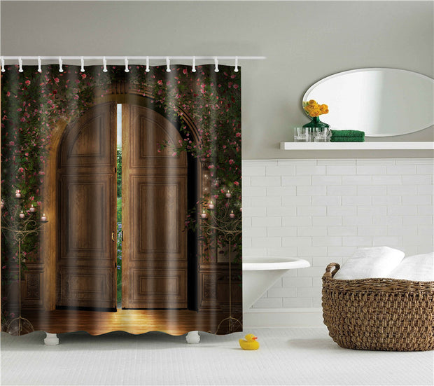 Garden Flowers Scenery Shower Curtains Bath Curtain Waterproof