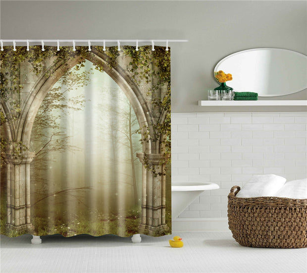 Garden Flowers Scenery Shower Curtains Bath Curtain Waterproof